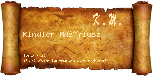 Kindler Máriusz névjegykártya